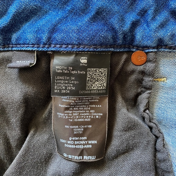 G-Star Raw 3301 Mid Skinny Jeans in Faded Blue (Size 29) - Picture 9 of 11